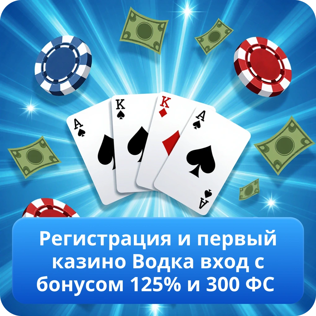 Регистрация и первый казино Водка вход с бонусом 125% и 300 ФС